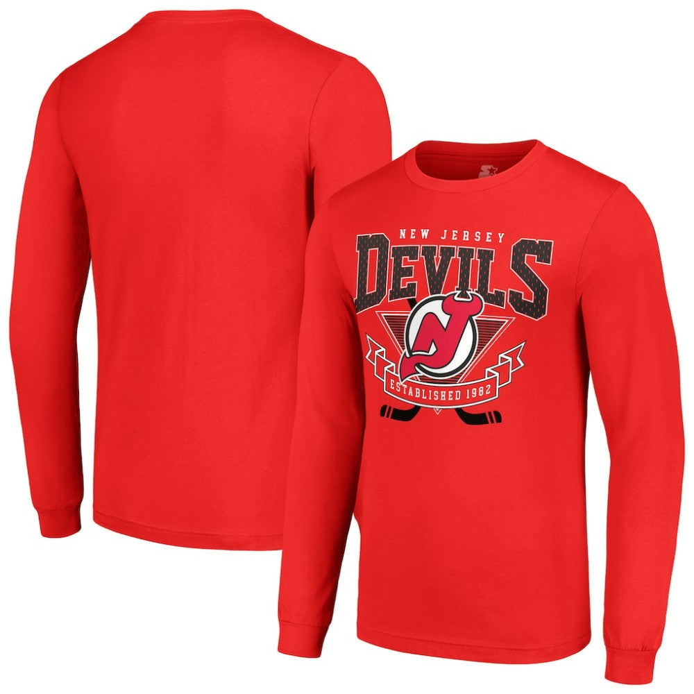 New Jersey Devils Starter Team Logo Graphic Long Sleeve T-Shirt Red