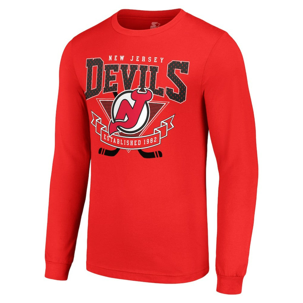 New Jersey Devils Starter Team Logo Graphic Long Sleeve T-Shirt Red