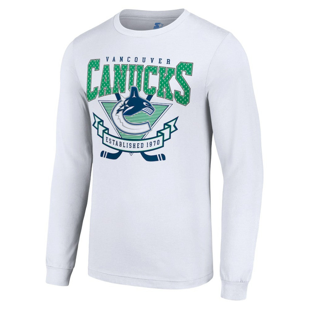 Vancouver Canucks Starter Team Logo Graphic Long Sleeve T-Shirt White