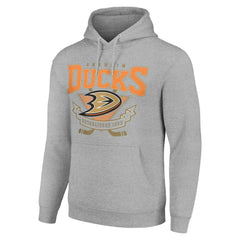 Anaheim Ducks Starter Team Logo Graphic Fleece Tri-Blend Pullover Hoodie Heather Gray