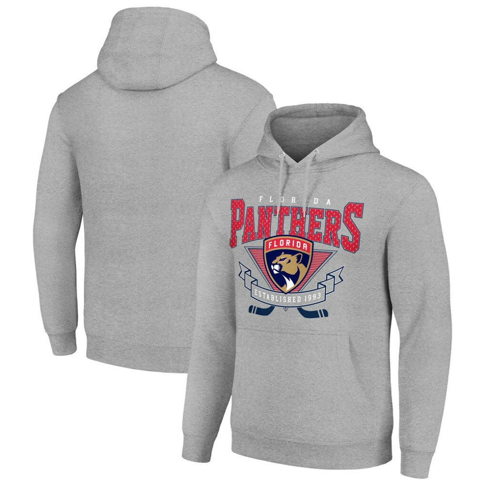 Florida Panthers Starter Team Logo Graphic Fleece Tri-Blend Pullover Hoodie Heather Gray