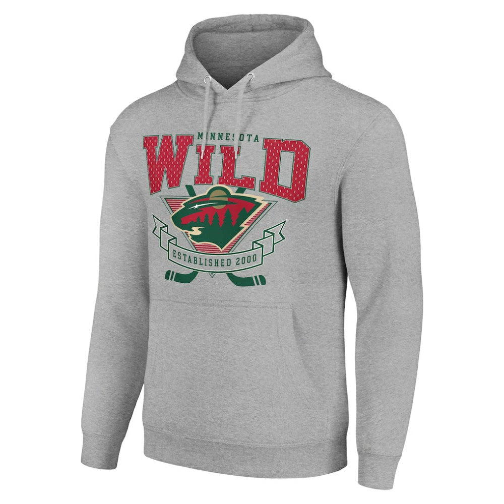 Minnesota Wild Starter Team Logo Graphic Fleece Tri-Blend Pullover Hoodie Heather Gray
