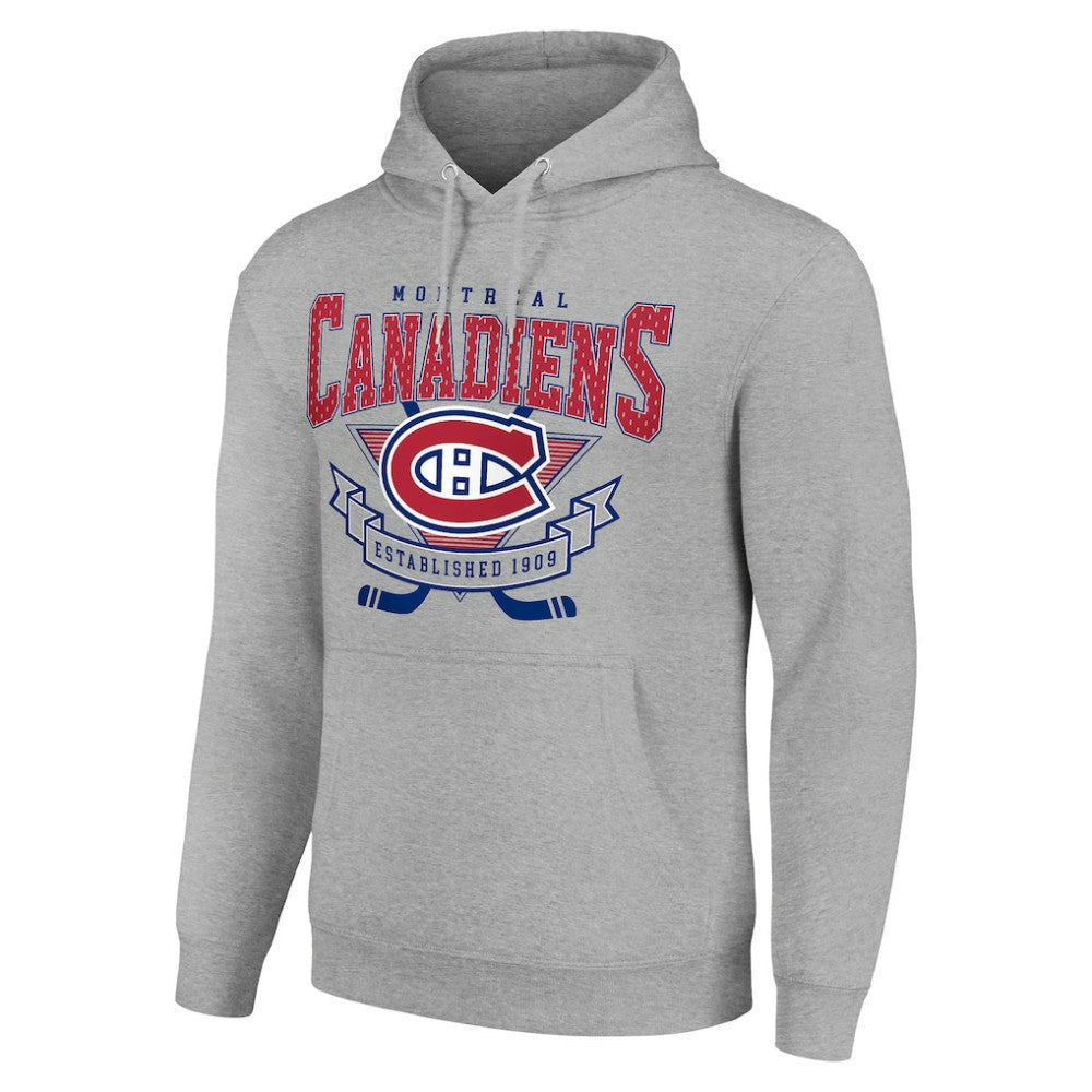 Montreal Canadiens Starter Team Logo Graphic Fleece Tri-Blend Pullover Hoodie Heather Gray