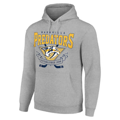 Nashville Predators Starter Team Logo Graphic Fleece Tri-Blend Pullover Hoodie Heather Gray