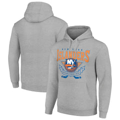 New York Islanders Starter Team Logo Graphic Fleece Tri-Blend Pullover Hoodie Heather Gray