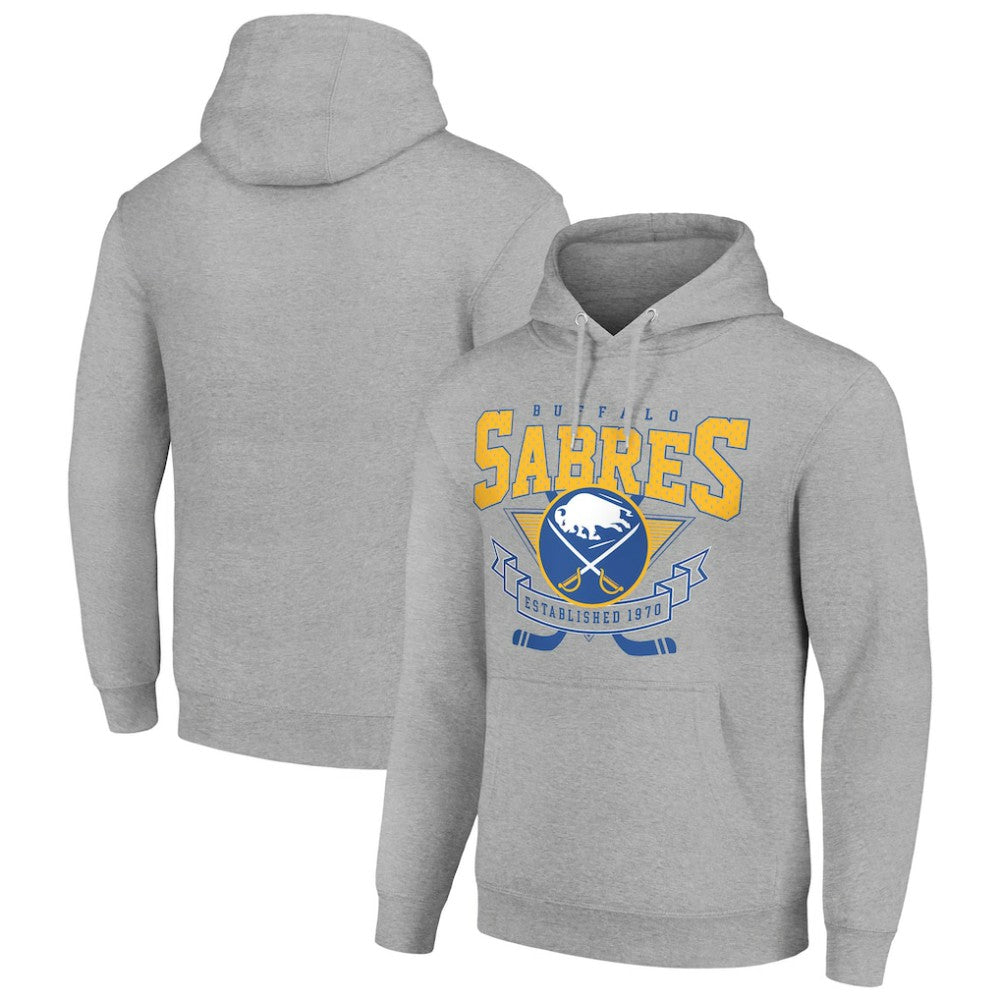 Buffalo Sabres Starter Team Logo Graphic Fleece Tri-Blend Pullover Hoodie Heather Gray