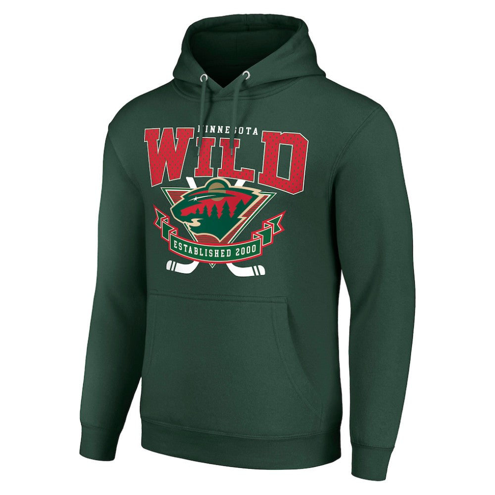 Minnesota Wild Starter Team Logo Graphic Fleece Tri-Blend Pullover Hoodie Olive