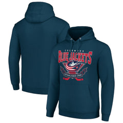 Columbus Blue Jackets Starter Team Logo Graphic Fleece Tri-Blend Pullover Hoodie Navy