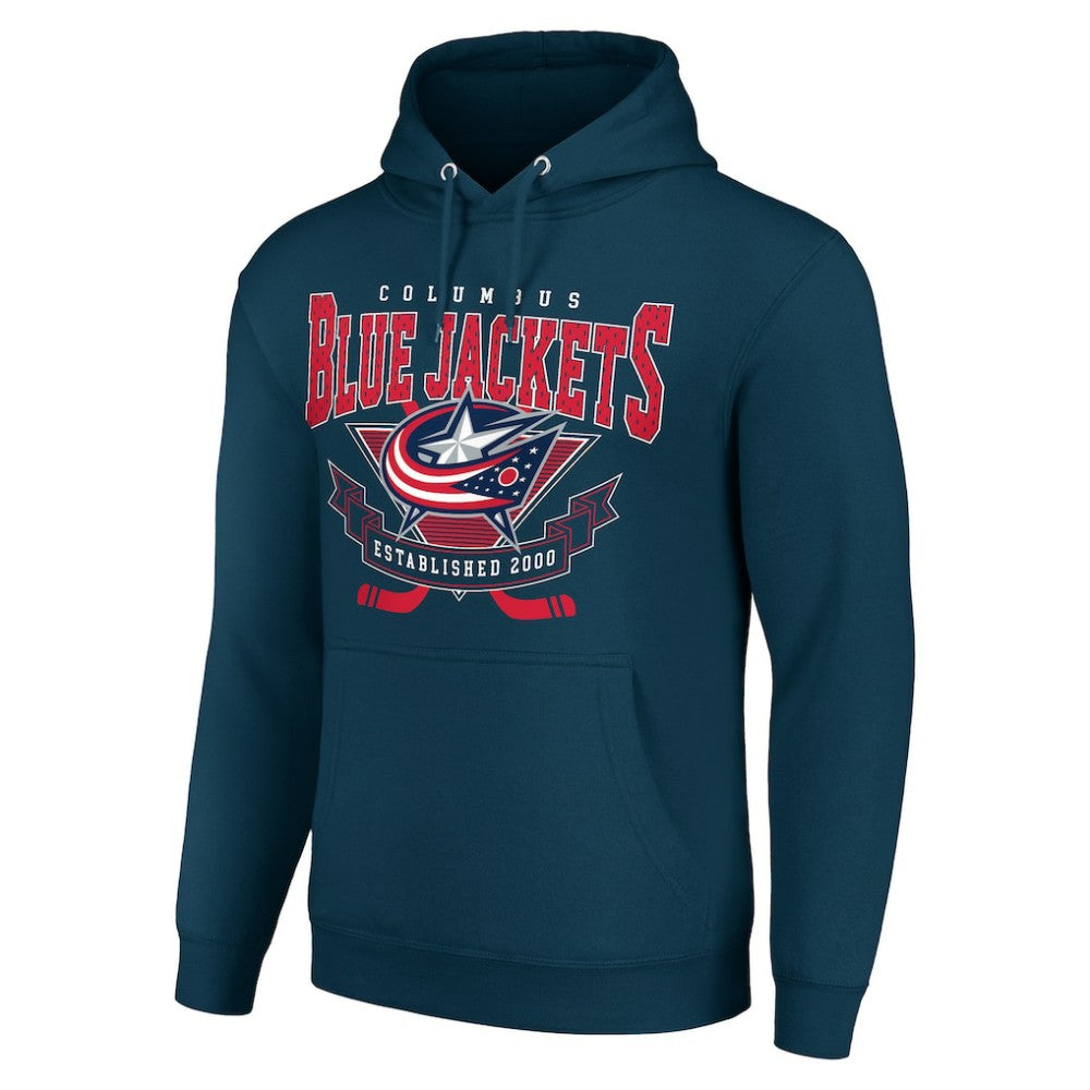 Columbus Blue Jackets Starter Team Logo Graphic Fleece Tri-Blend Pullover Hoodie Navy