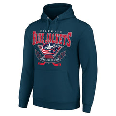 Columbus Blue Jackets Starter Team Logo Graphic Fleece Tri-Blend Pullover Hoodie Navy