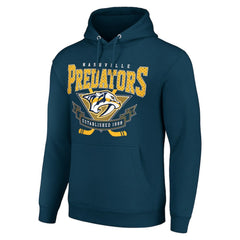 Nashville Predators Starter Team Logo Graphic Fleece Tri-Blend Pullover Hoodie Navy