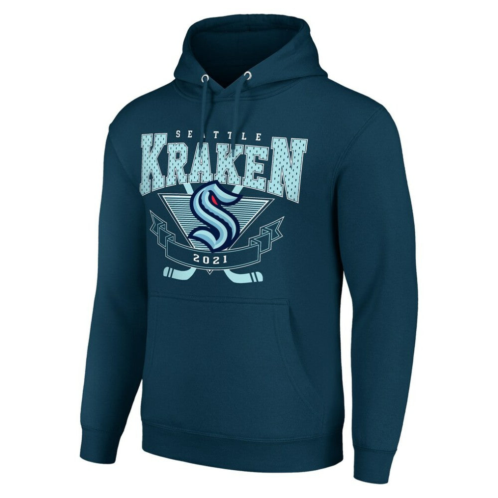 Seattle Kraken Starter Team Logo Graphic Fleece Tri-Blend Pullover Hoodie Deep Sea Blue