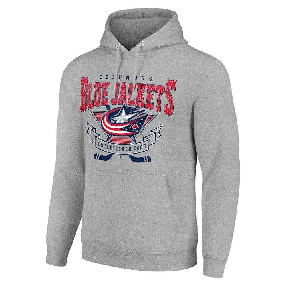 Columbus Blue Jackets Starter Team Logo Graphic Fleece Tri-Blend Pullover Hoodie Heather Gray
