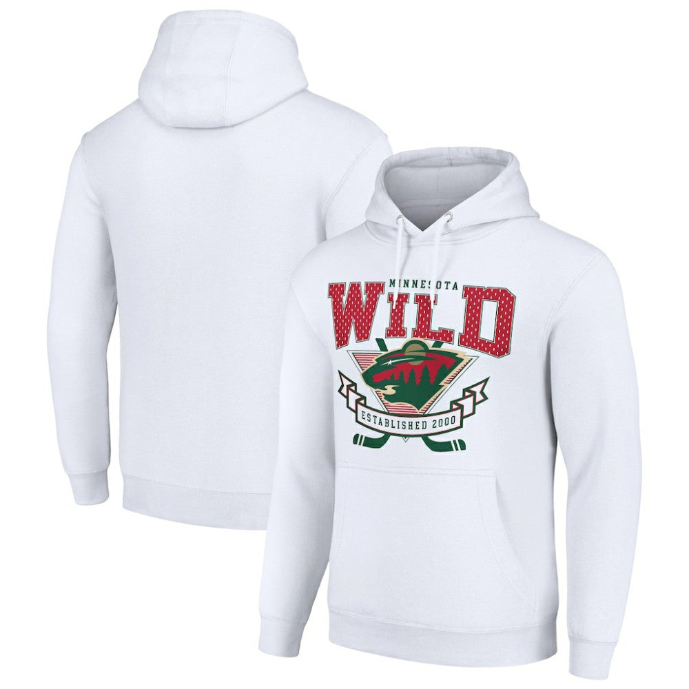 Minnesota Wild Starter Team Logo Graphic Fleece Tri-Blend Pullover Hoodie White