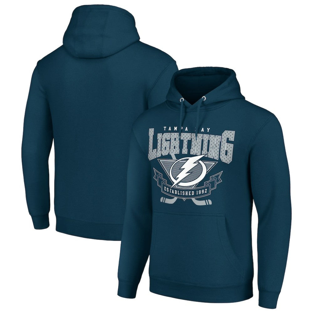 Tampa Bay Lightning Starter Team Logo Graphic Fleece Tri-Blend Pullover Hoodie Navy