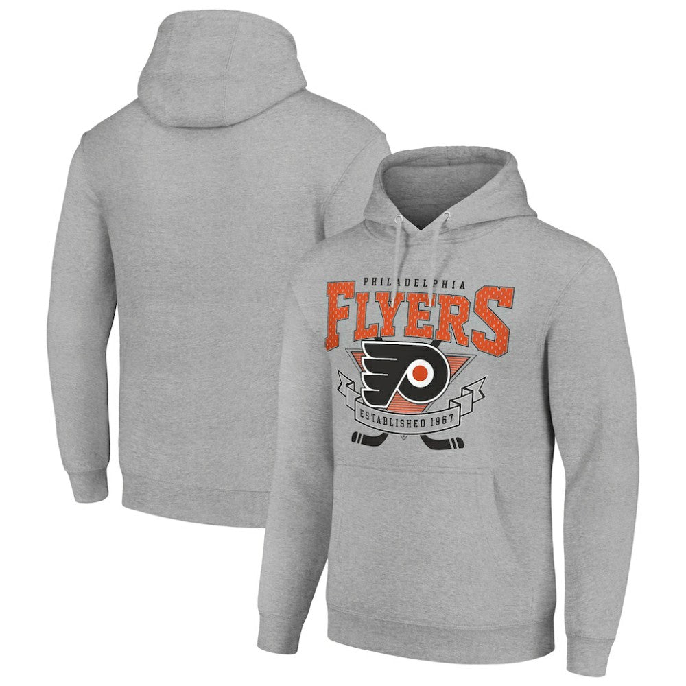 Philadelphia Flyers Starter Team Logo Graphic Fleece Tri-Blend Pullover Hoodie Heather Gray