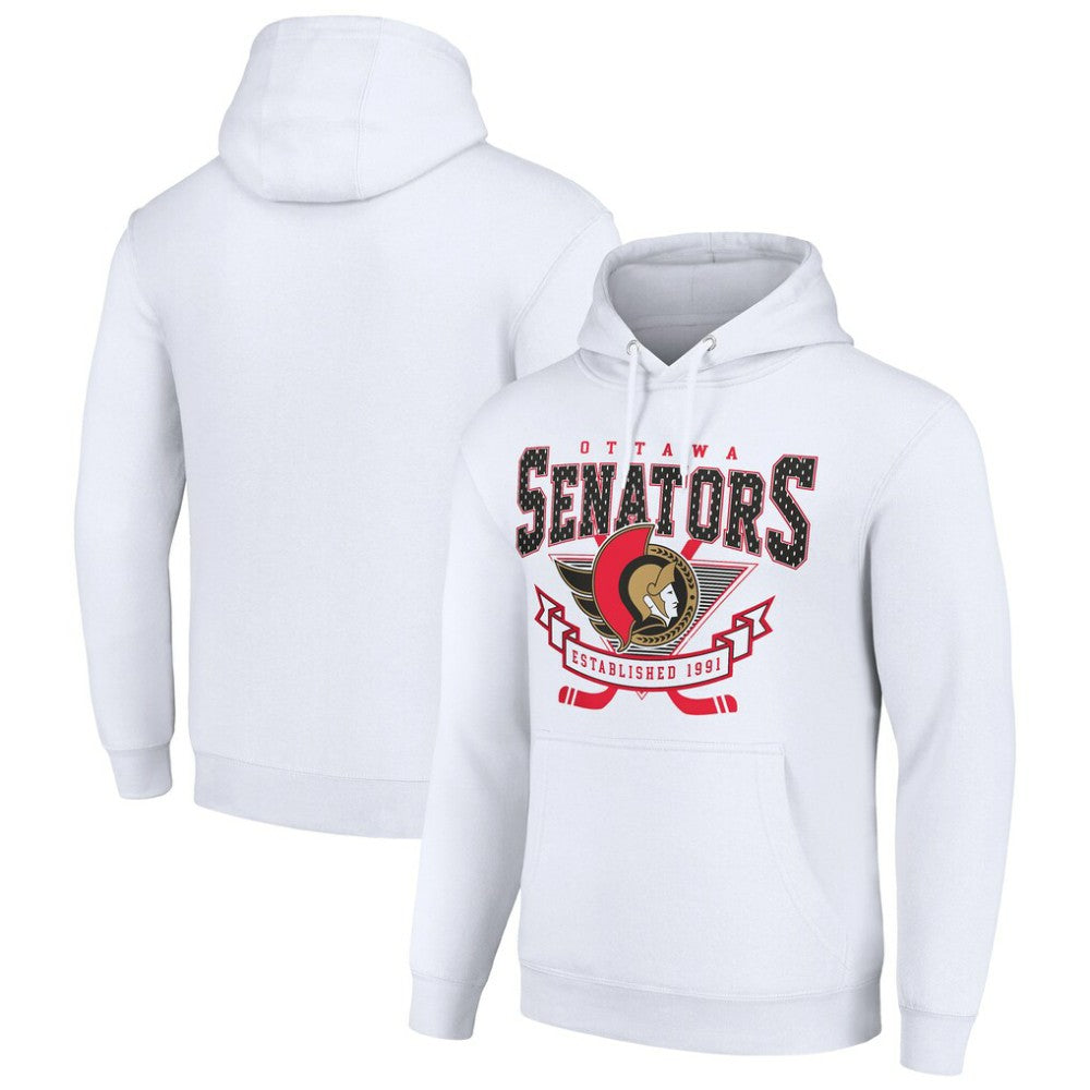 Ottawa Senators Starter Team Logo Graphic Fleece Tri-Blend Pullover Hoodie White