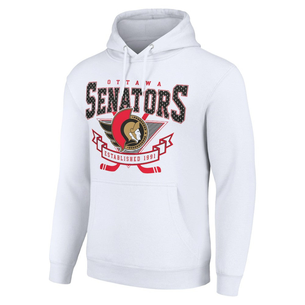 Ottawa Senators Starter Team Logo Graphic Fleece Tri-Blend Pullover Hoodie White