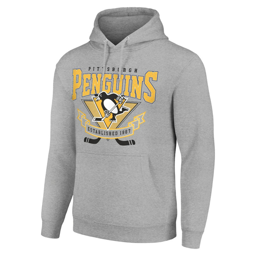 Pittsburgh Penguins Starter Team Logo Graphic Fleece Tri-Blend Pullover Hoodie Heather Gray