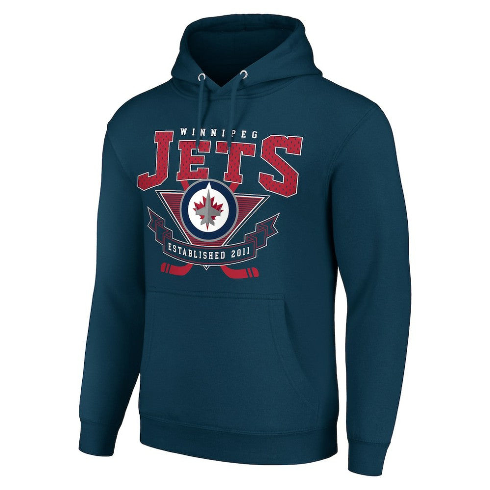 Winnipeg Jets Starter Team Logo Graphic Fleece Tri-Blend Pullover Hoodie Navy