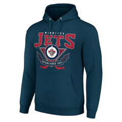 Winnipeg Jets Starter Team Logo Graphic Fleece Tri-Blend Pullover Hoodie Navy