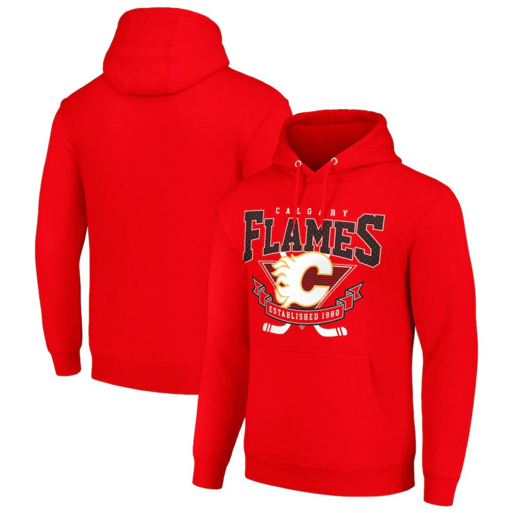 Calgary Flames Starter Team Logo Graphic Fleece Tri-Blend Pullover Hoodie Red