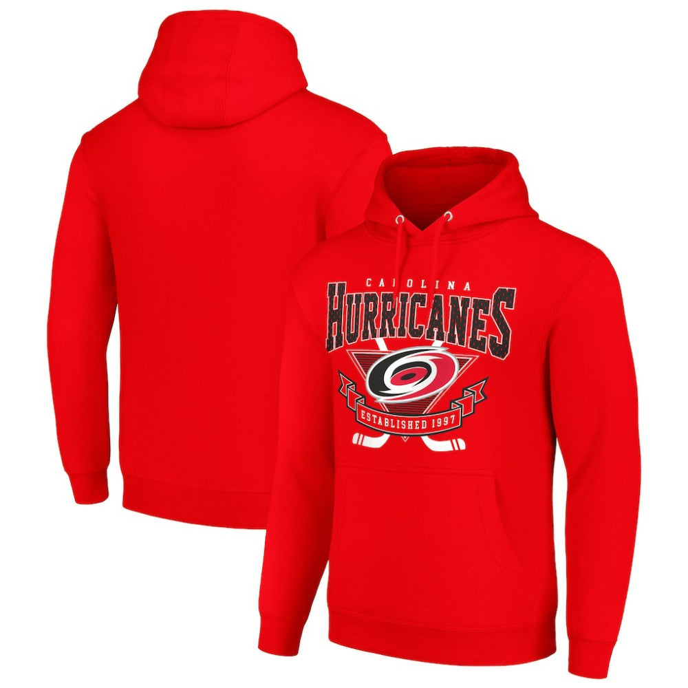 Carolina Hurricanes Starter Team Logo Graphic Fleece Tri-Blend Pullover Hoodie Red