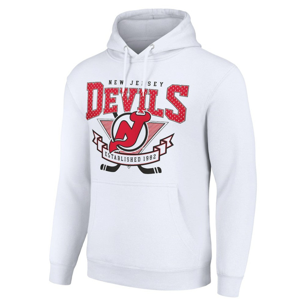 New Jersey Devils Starter Team Logo Graphic Fleece Tri-Blend Pullover Hoodie White