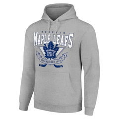 Toronto Maple Leafs Starter Team Logo Graphic Fleece Tri-Blend Pullover Hoodie Heather Gray