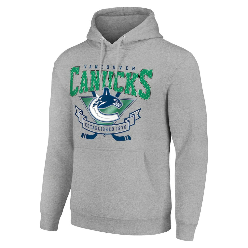 Vancouver Canucks Starter Team Logo Graphic Fleece Tri-Blend Pullover Hoodie Heather Gray