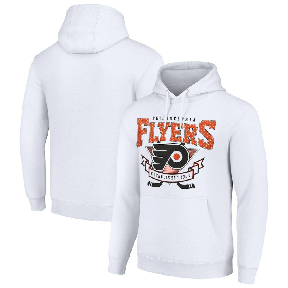 Philadelphia Flyers Starter Team Logo Graphic Fleece Tri-Blend Pullover Hoodie White