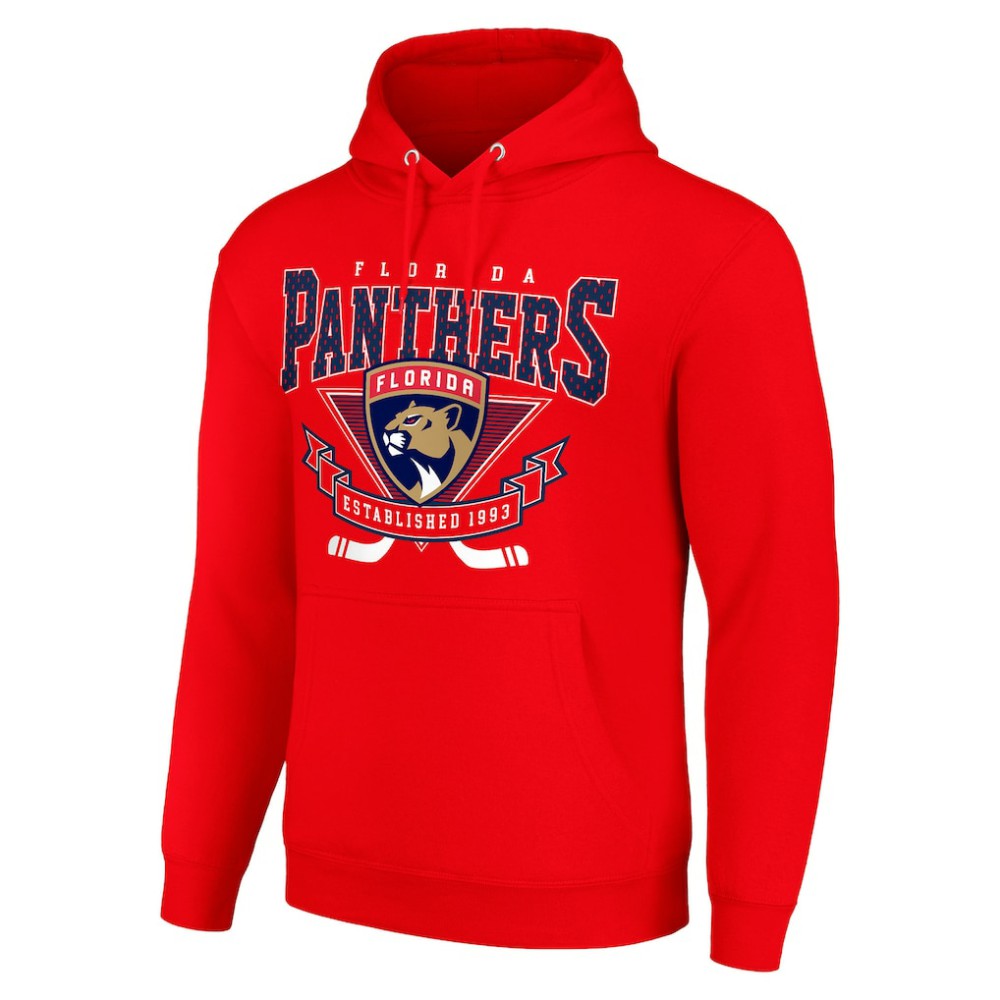 Florida Panthers Starter Team Logo Graphic Fleece Tri-Blend Pullover Hoodie Red