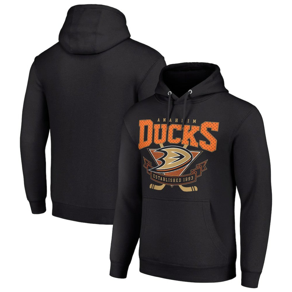 Anaheim Ducks Starter Team Logo Graphic Fleece Tri-Blend Pullover Hoodie Black