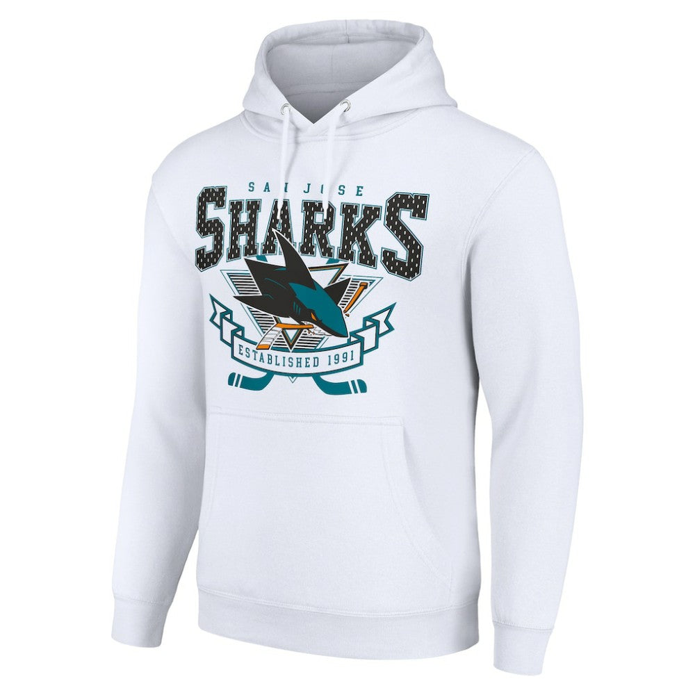 San Jose Sharks Starter Team Logo Graphic Fleece Tri-Blend Pullover Hoodie White