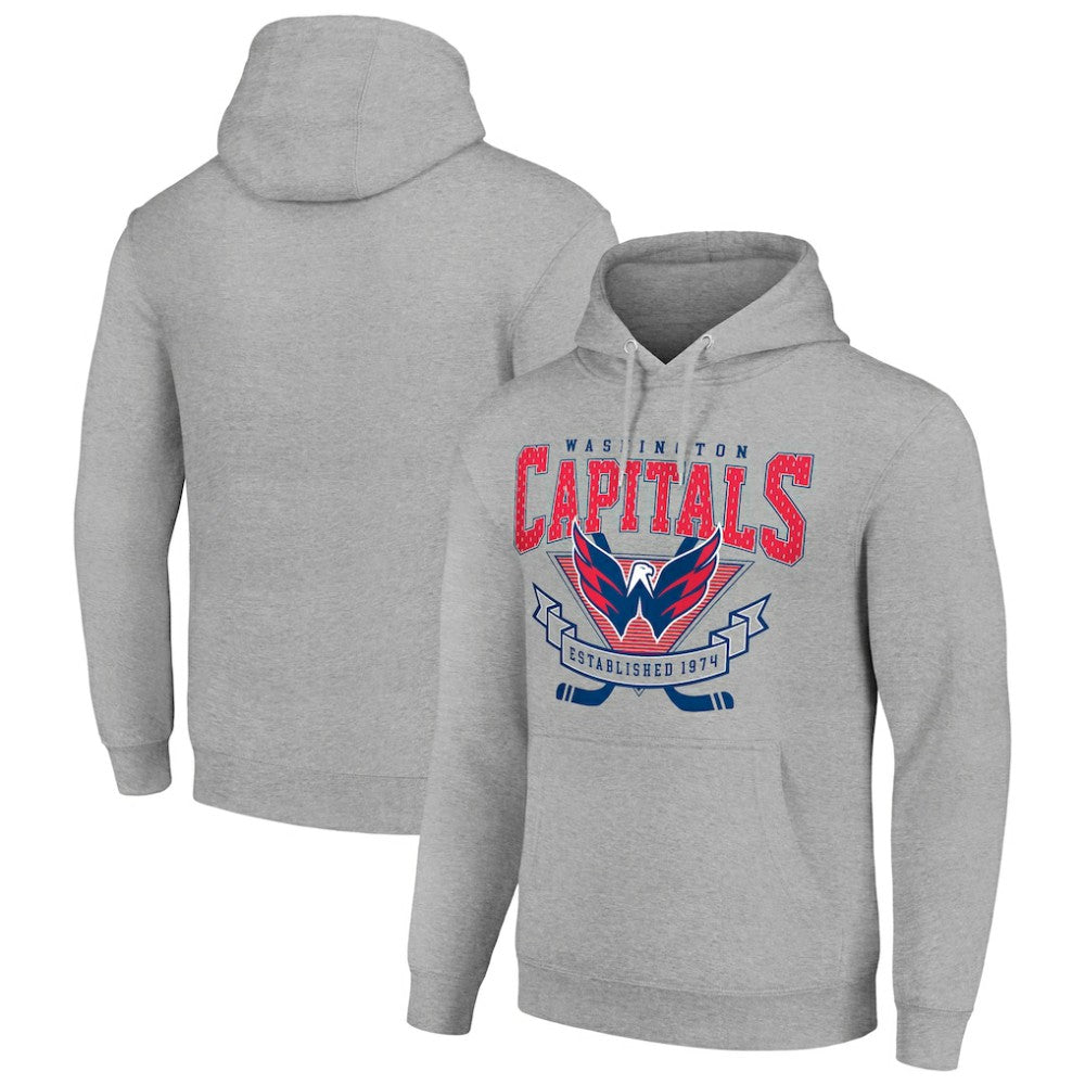 Washington Capitals Starter Team Logo Graphic Fleece Tri-Blend Pullover Hoodie Heather Gray