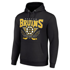 Boston Bruins Starter Team Logo Graphic Fleece Tri-Blend Pullover Hoodie Black