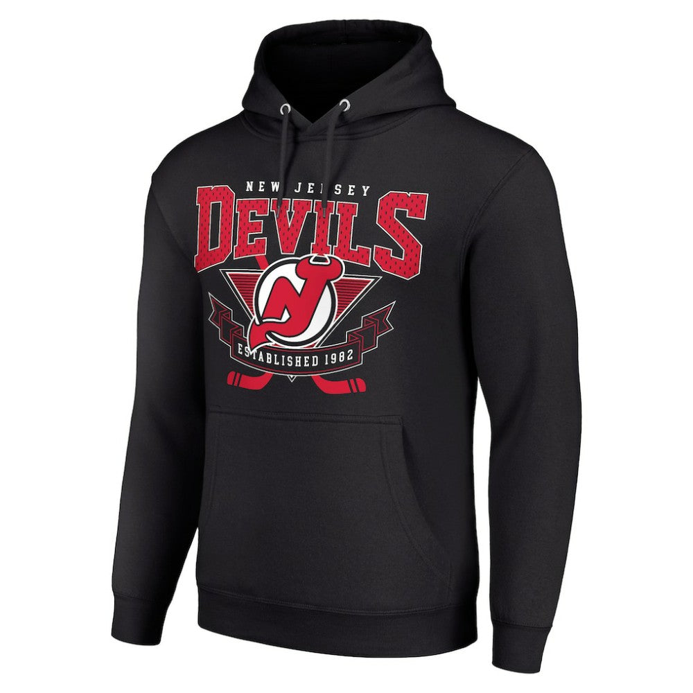 New Jersey Devils Starter Team Logo Graphic Fleece Tri-Blend Pullover Hoodie Black