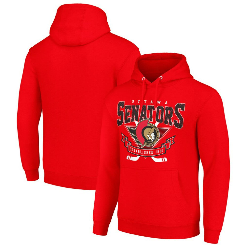Ottawa Senators Starter Team Logo Graphic Fleece Tri-Blend Pullover Hoodie Red