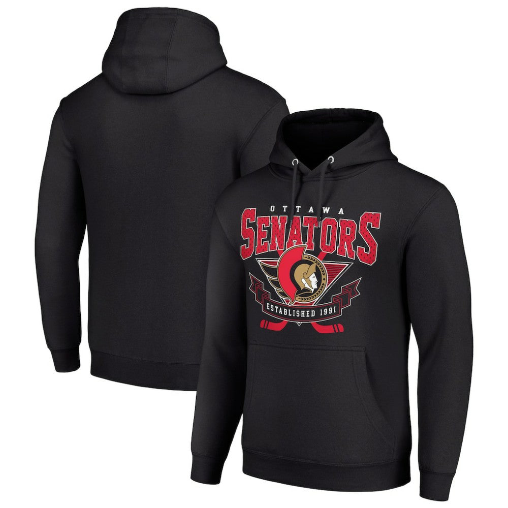 Ottawa Senators Starter Team Logo Graphic Fleece Tri-Blend Pullover Hoodie Black