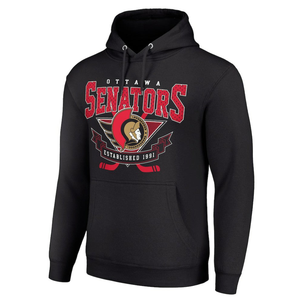 Ottawa Senators Starter Team Logo Graphic Fleece Tri-Blend Pullover Hoodie Black