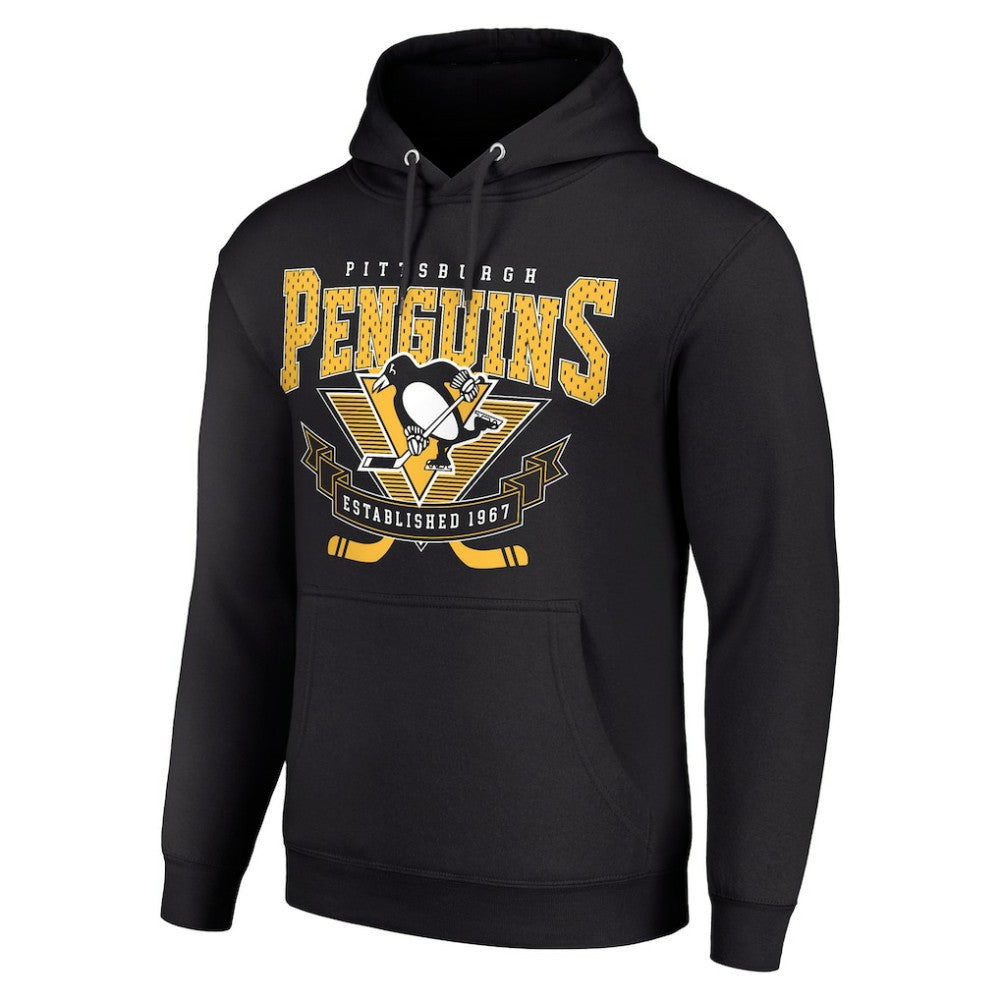 Pittsburgh Penguins Starter Team Logo Graphic Fleece Tri-Blend Pullover Hoodie Black