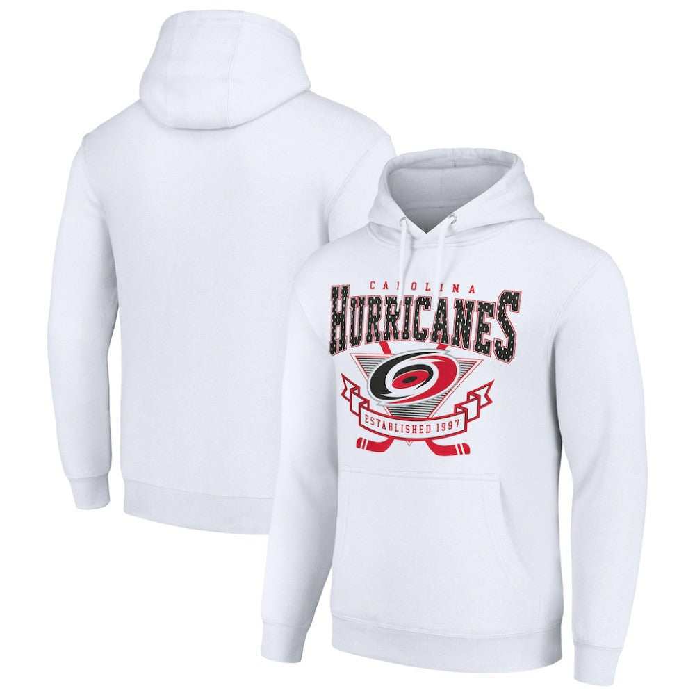 Carolina Hurricanes Starter Team Logo Graphic Fleece Tri-Blend Pullover Hoodie White