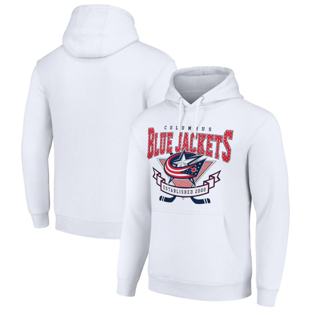 Columbus Blue Jackets Starter Team Logo Graphic Fleece Tri-Blend Pullover Hoodie White