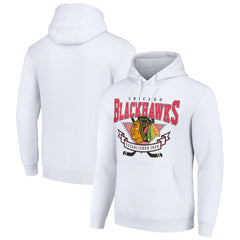 Chicago Blackhawks Starter Team Logo Graphic Fleece Tri-Blend Pullover Hoodie White