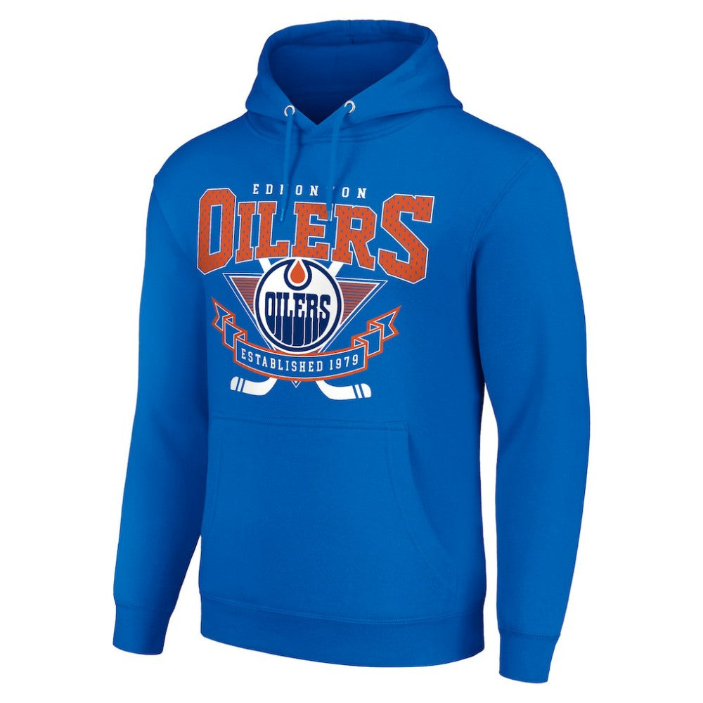 Edmonton Oilers Starter Team Logo Graphic Fleece Tri-Blend Pullover Hoodie Royal