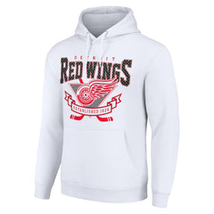 Detroit Red Wings Starter Team Logo Graphic Fleece Tri-Blend Pullover Hoodie White