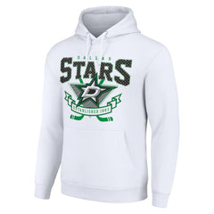 Dallas Stars Starter Team Logo Graphic Fleece Tri-Blend Pullover Hoodie White