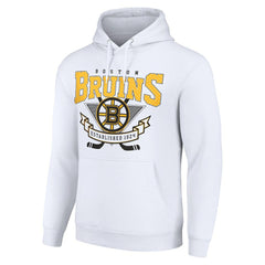 Boston Bruins Starter Team Logo Graphic Fleece Tri-Blend Pullover Hoodie White