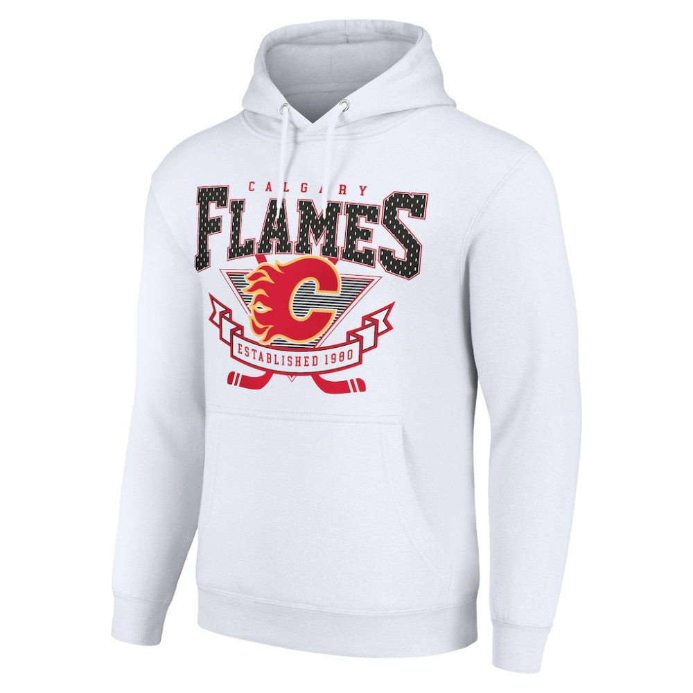 Calgary Flames Starter Team Logo Graphic Fleece Tri-Blend Pullover Hoodie White