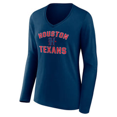Houston Texans Women's Secondary Logo Victory Arch Long Sleeve V-Neck T-Shirt - Navy cheap